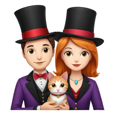 magician couple and their pet cat sticker