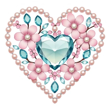 Sakura flower heart Cœur pastel suncatchers gemstones beads pearls crystals sticker