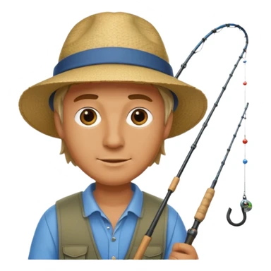 a man with a fishing rod sticker