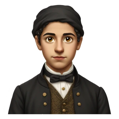 19th century Turkish teenager without a hat photorealistic serious sticker
