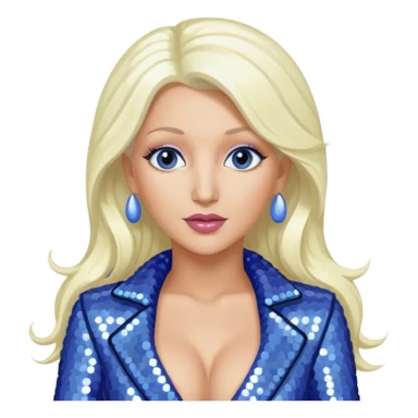 Christina Aguilera with long platinum blonde hair, periwinkle sequin outfit  sticker