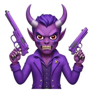 Diablo morado garrando dos pistolas  sticker