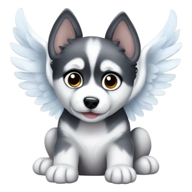 A husky puppy with angel wings sticker
