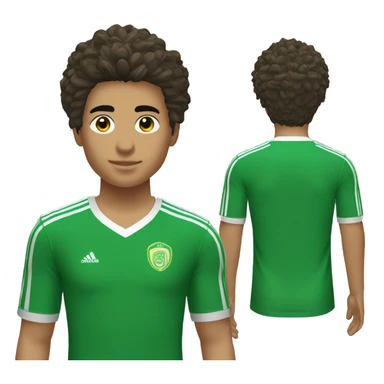 Jugador de 18 años de fútbol con camiseta verde Adidas con pelo castaño  sticker