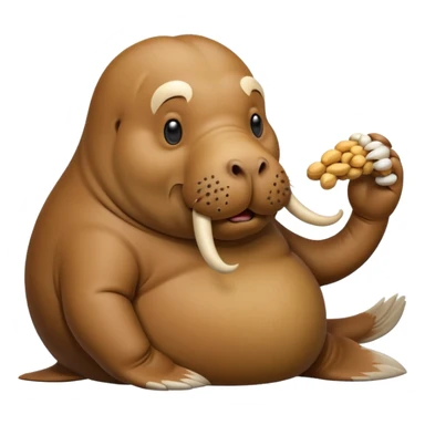 Walrus holding peanuts sticker