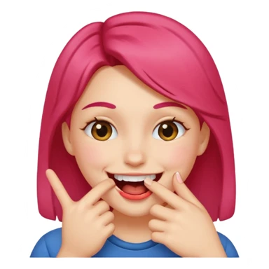 Create a blushing emoji face smiling while biting its finger in a flirty way sticker