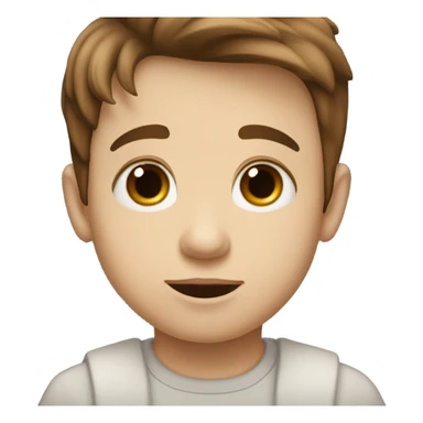 brown eyed boy with a brown hair, small nose, somewhat baby big lips, pale face and big eyes sticker