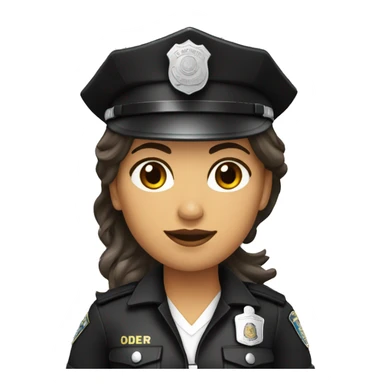 Mujer policía de color de piel blanco con pelo negro  sticker