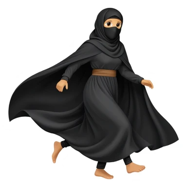 person wearing a niqab and large, flowing clothes, running sticker