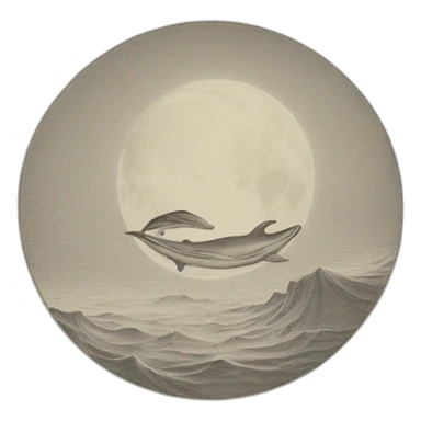 Dauphin-sur la terre-avec lune- sticker