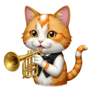 calico cat play trumpeter, portrait sticker