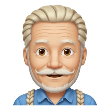very old, white bearded and white mustached, braided, earringed sticker