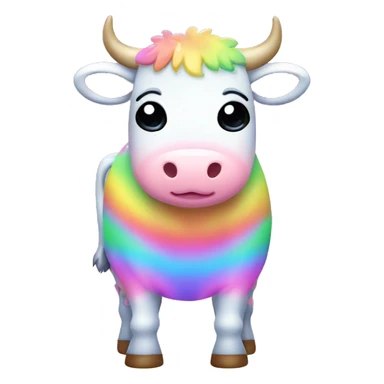 Kawaii pastel rainbow cow with neon shirt   sticker