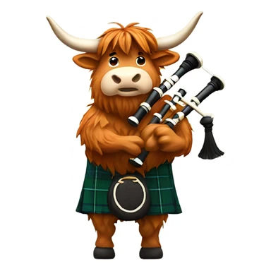 Highland cow playing bagpipes  sticker