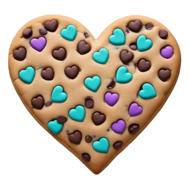 Purple and teal chocolate chip cookie heart sticker