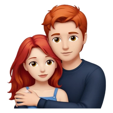 Red haired girl with white guy dark hair  romance sticker