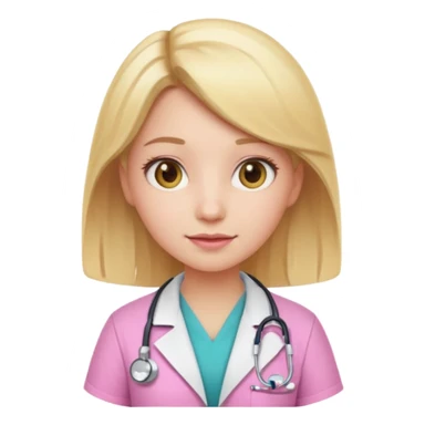 A cute emoji-style girl doctor with light blonde hair and pink medical wear sticker