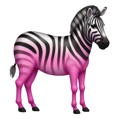 Pink ombre full body zebra with glitter sticker