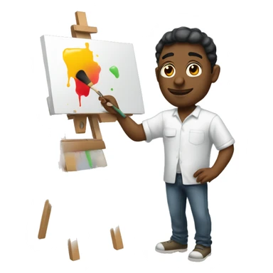 Artist with paint and easel sticker