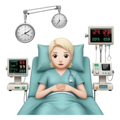a patient waking up before a surgery, with monitors etc sticker