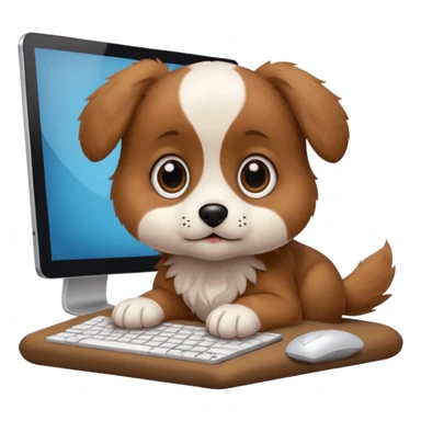 Puppy day dreaming at computer sticker