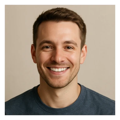 face of a handsome white man, smiling, short hair, simple background sticker