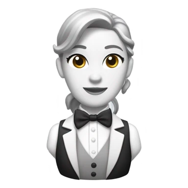 a female butler with a professional and elegant demeanor. She has her hair neatly tied in a ponytail and wears a classic butler uniform, including a tailored vest, crisp white shirt, and bow tie. sticker