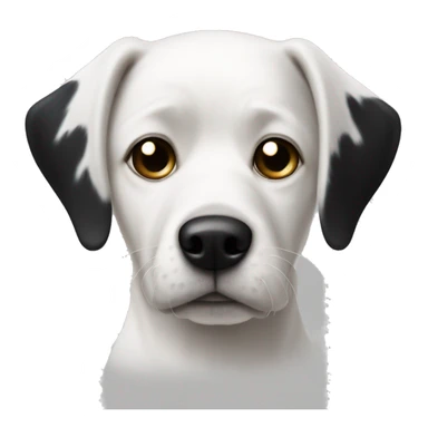 White Dog with black patches covering both eyes and pointyears sticker