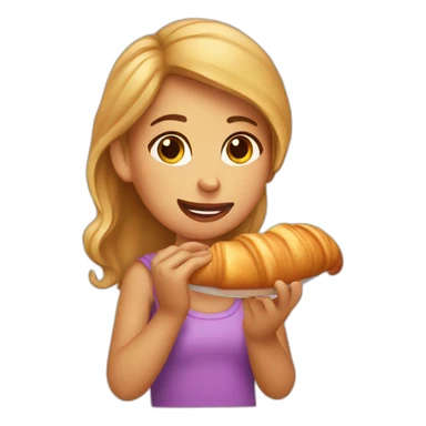 girl eating croissant sticker