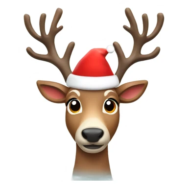 Reindeer with red Santa hat sticker