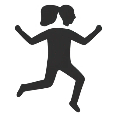 outline of a person with no legs jumping with their hands going to the right sticker