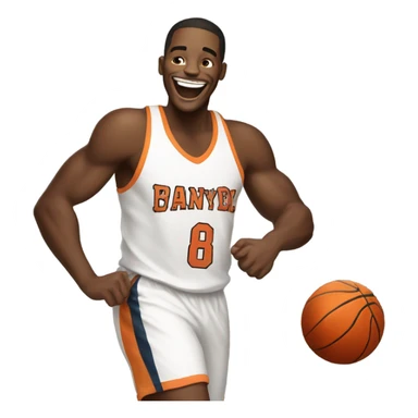 A laughing basketball player Black man with JAY on his jersey. sticker