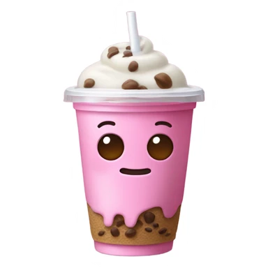 Pink poop emoji drinking boba sticker