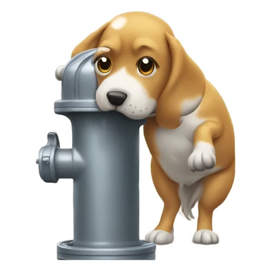 A dog peeing on a fire hydrant sticker