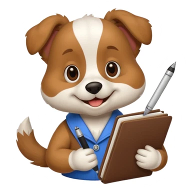 funny dog with diary and pen sticker