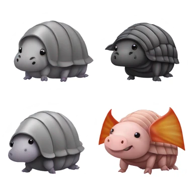 Lavender gray Pig armadillo darth Vader isopod lobster tail fanned tail feathered tail pig armadillo darth Vader face sticker