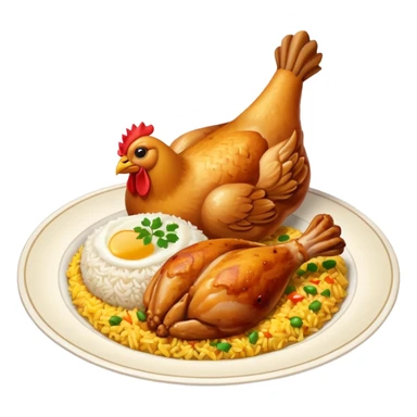 Emoji with biryani and a chicken leg piece in a plate sticker