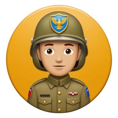 circular achievement style badge for a gr general featuring a soldier with the letters GR on their helmet sticker