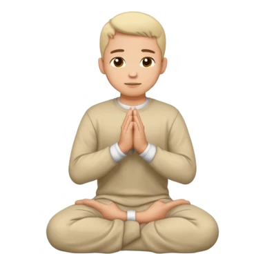 male character kneeling with hands together in prayer, simple and clear emoji style sticker