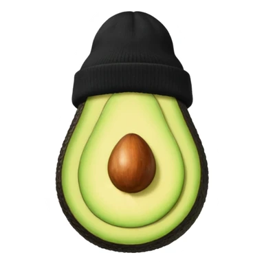 Avocado with a black beanie sticker