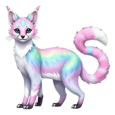 Colorful nebulae nebula starry galactical shiny tropical pale light fruity pastel white glorious iridescent divine exotic cute cool beautiful realistic antasy-caracal-civet-genet-sergal-vernid-Cacomistle-Trico-oncilla-animal-Fakémon-hybrid-fursona (full body) sticker