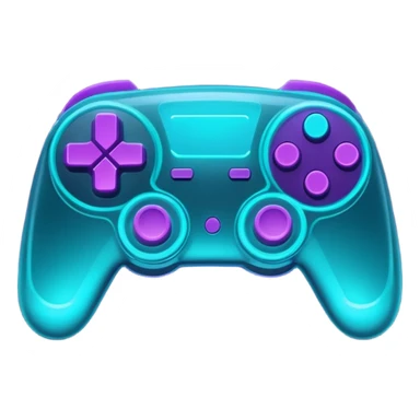 futuristic minimalistic glowing gamepad icon, purple and cyan neon light, dark tech background, 1:1 aspect ratio, no face sticker