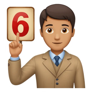 Un bonhomme tenant une pancarte avec le numéro 6 dans la main gauche et une pancarte avec le numéro 7 dans la main droite  sticker