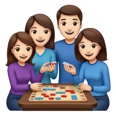 2 male and 2 female brunette friends playing board game sticker