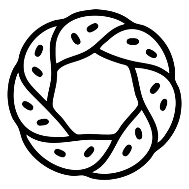 a simit, Turkish sesame bagel, outline icon style sticker