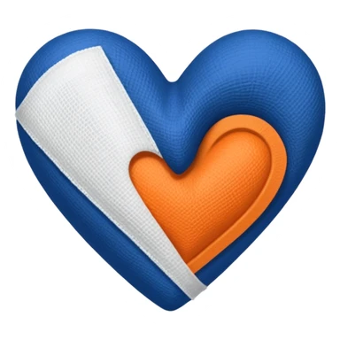 Half dark blue half orange heart split vertically, a white gauze bandage wrapped around it sticker