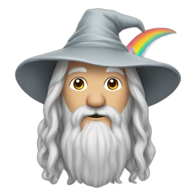 gandalf with rainbow colored beard sticker