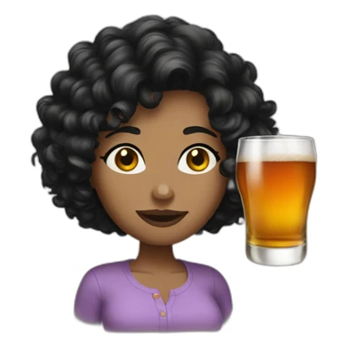 Woman short black curly hair drink whisky sticker