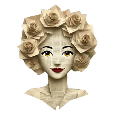  Hemp 420 lady face made of 420 origami newspaper roses hemp leaves lantern fairy lights burning paper and hemp leaves in hair  sticker