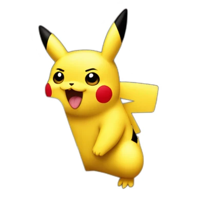 Overworked pikachu behind a macbook sticker